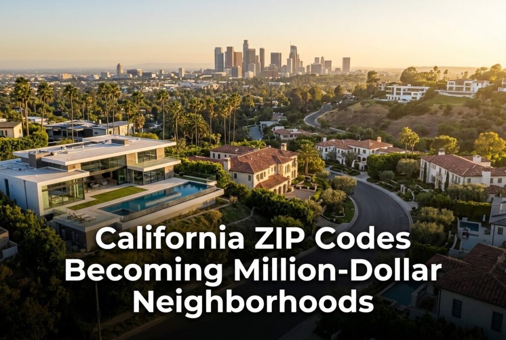 Aerial view of a Southern California luxury neighborhood representing million-dollar ZIP codes in California